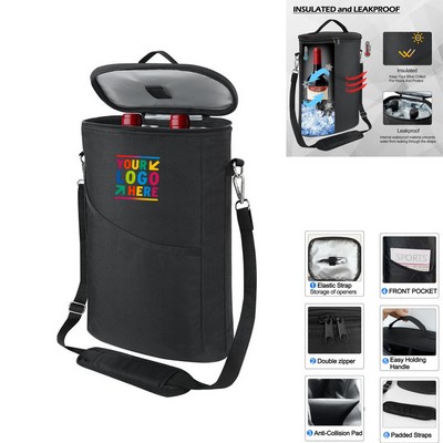 Leakproof 2-Bottle Insulated Wine Cooler Tote