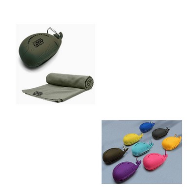Cooling Towel With Silicone Case Quick Dry Sports Sweat Cloth