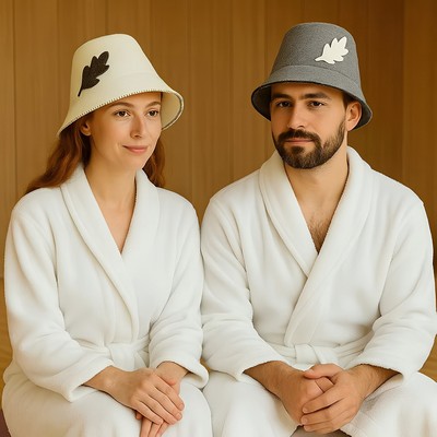 Customized Embroidered Wool Felt Bucket Sauna Hat