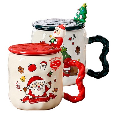 12 Oz Printed Christmas Mug w/ Spoon