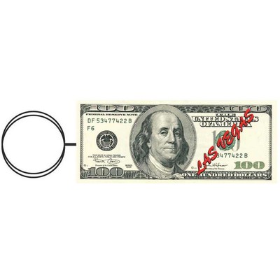 Las Vegas $100 Bill Key Chain w/Clear Mirrored Back (6 Square Inch)