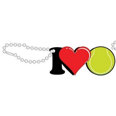 I Love Tennis Promotional Key Chain w/ Black Back (3 Square Inch)