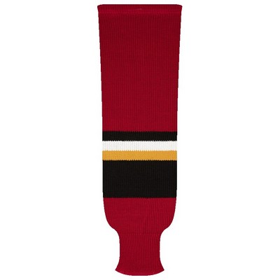 Calgary Pro Series Red & Black Socks w/Gold & White Stripes