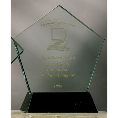 6" Jade Glass Pentagon Award