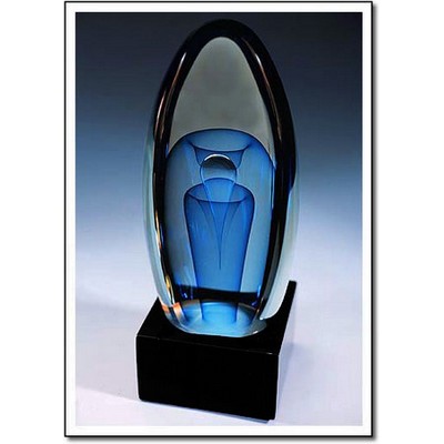 Cobalt Mirror Fountain Award w/ Marble Base (3"x7.5")
