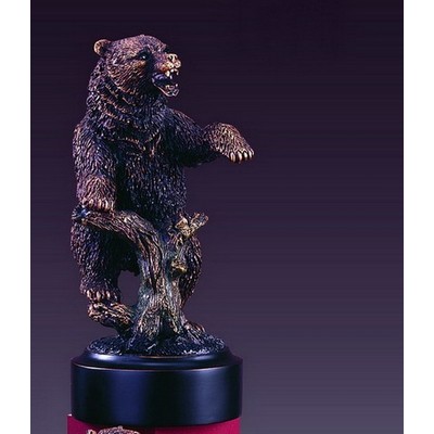Climbing Bear on Tree Stump Trophy w/Round Base (4"x7")