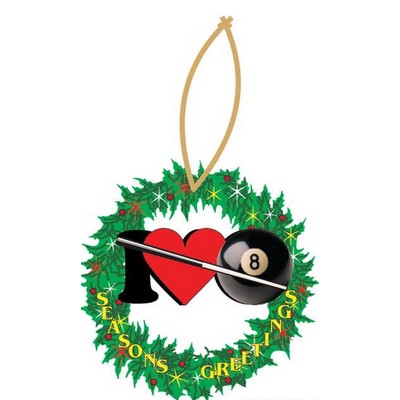 I Love Pool Promotional Wreath Ornament w/ Black Back (3 Square Inch)