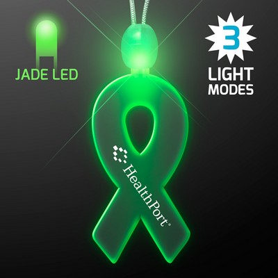 Imprinted Ribbon Acrylic Necklaces with Green LED - PRINTED