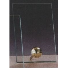 Clear Glass Plaque Award w/Baseball Golf Accent & Gold Plastic Mounts (4"x6.5")