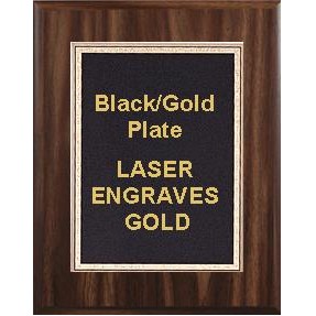 Walnut Plaque 8" x 10" - Black/Gold - 6" x 8" Florentine Plate