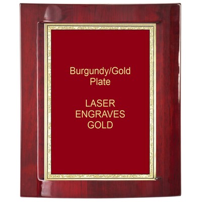 Eclipse Rosewood Piano Finish 8" x 10" Plaque - W/ 6" x 8" Red/Gold Florentine Plate