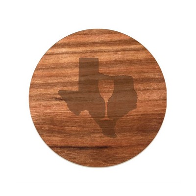 USA Made RusticRest Laser Engraved 1/4" Wood Coasters with Cork Backing (3.5") Round