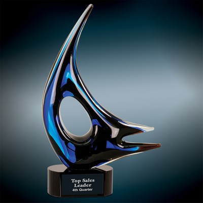 14 1/2" Blue Sail Art Glass