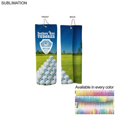 Microfiber Dri-Lite Terry Golf Towel, Finished Trifold Grommet & Hook, Sublimated (5"x15")