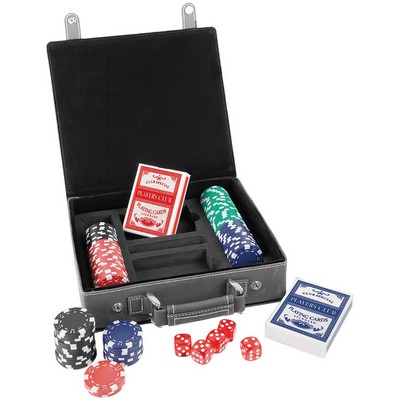 Gray Leatherette 100 Chip Poker Set