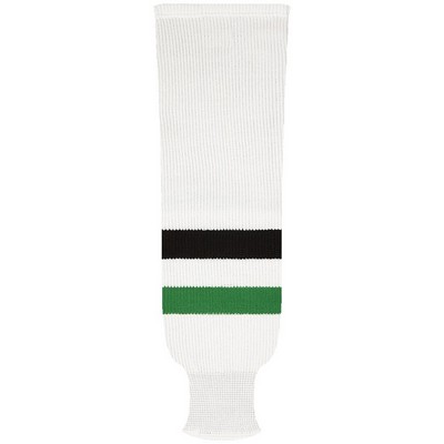 Dallas Pro Series White Socks w/Black & Green Stripes