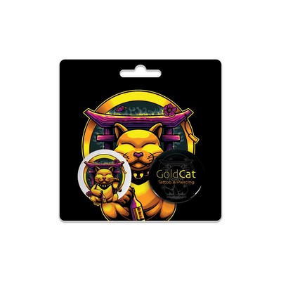 Two 1.25" Pin-Back Buttons on Backing Card