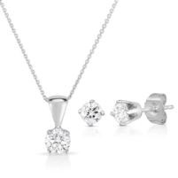 Jilco Inc. Classic White Gold Diamond Earring & Necklace Set