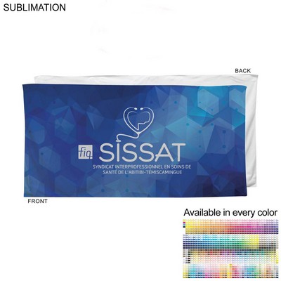 Heavier Weight, Plush Velour Terry Cotton Blend Beach Towel, Sublimated Logo Edge to Edge (30"x60")