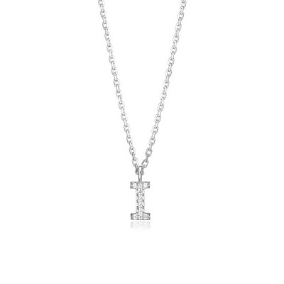 Diamondlite Cubic Zirconia Mini Initial I Necklace - Silver