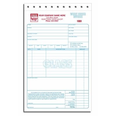 Work Order Invoices - Glass Repair (4 Part)