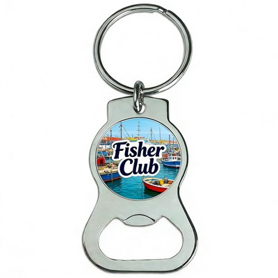 Metal Round Bottle Opener Keychain