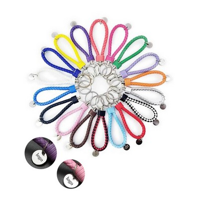 Hand-woven PU Leather Rope Car Keychain