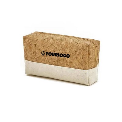 Mixed Canvas Cork Outdoor Portable Travel Wash Cosmetic Bag Toiletries Organizer