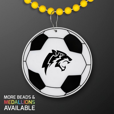 Soccer Ball Medallion with Yellow Beaded Necklace (Non Light Up) - PRINTED