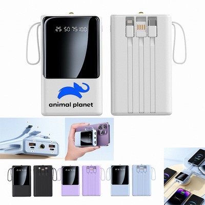 20000 mAh Built-In Cable Power Bank With Flashlight