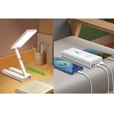Eye Caring Dimmable Desk Lamp Time Display Foldable Night Light For Home Office With Power Bank