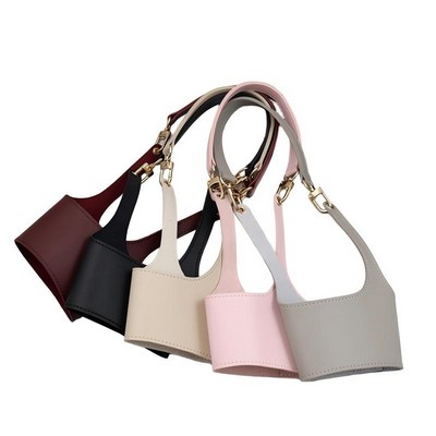 Adjustable PU Leather Beverage Carrier With Handle