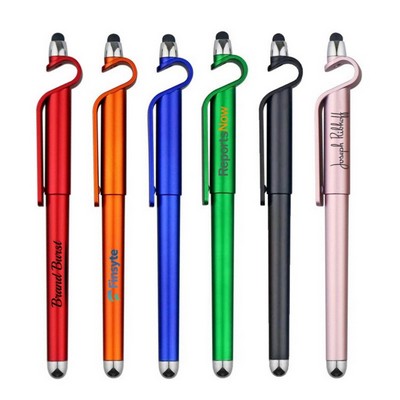 Multifunctional 3-in-1 Phone Holder Capacitive Stylus Ballpoint Pens