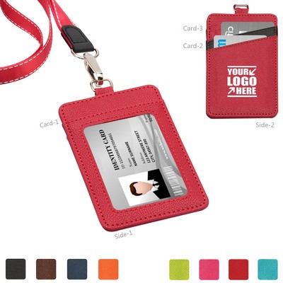 Dual Colored 3 Pockets PU Leather Card Holder