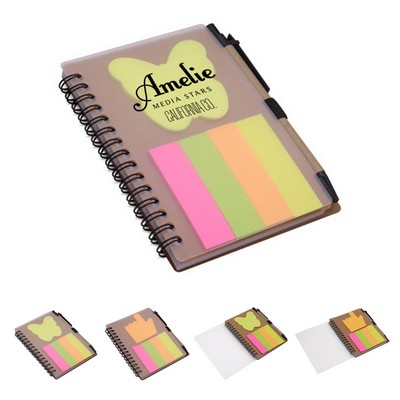 Sleek Spiral Notebook with Sticky Notes and Pen