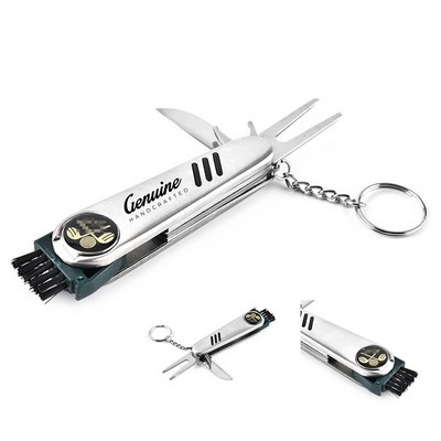 Stainless Steel Golfer's Multi-tool with Keychain