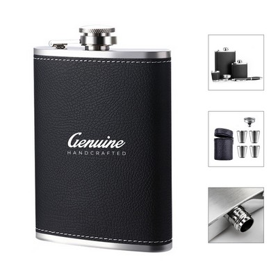 8oz Stainless Steel Wine Flask Set