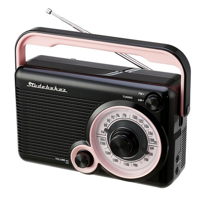 Studebaker Portable Am/Fm Radio - Pink/Black