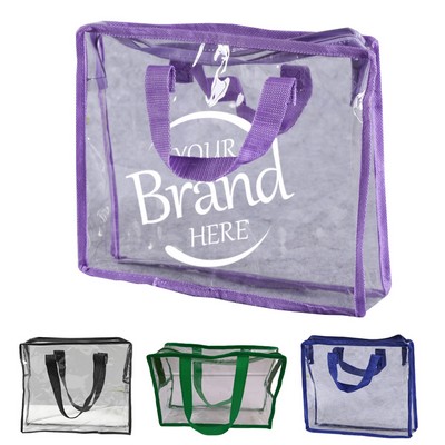 Zipper Closure Clear PVC Tote Bag
