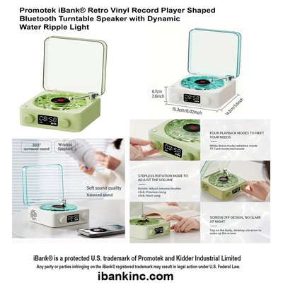 iBank ® Retro Vinyl Record Player Shaped Bluetooth Turntable Speaker