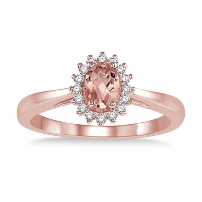 Jilco Inc Oval Morganite And Diamond Ring - Size 9