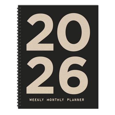 2026 Burnt Black Large Weekly Monthly Planner