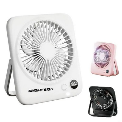 Digital Display Foldable Desk Fan with Power Bank