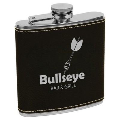 6 oz. Black/Silver Leatherette Stainless Steel Flask