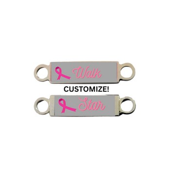 Custom Pink Ribbon Shoelace Charms – "Walk Star" Design