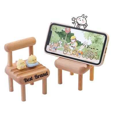 Adorable Mini Wooden Phone Stand Set for Desk