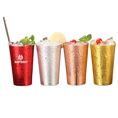 15 Oz Reusable Aluminum Hammered Cup