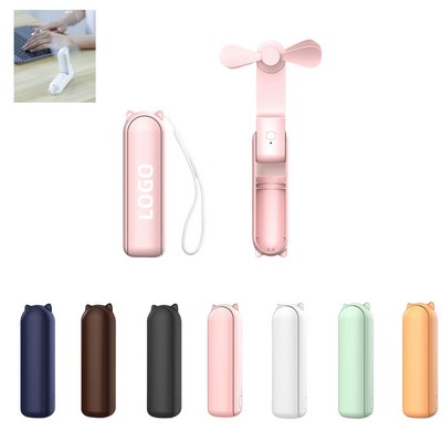 Outdoor Portable Handheld Foldable 2-in-1 Power Bank Fan