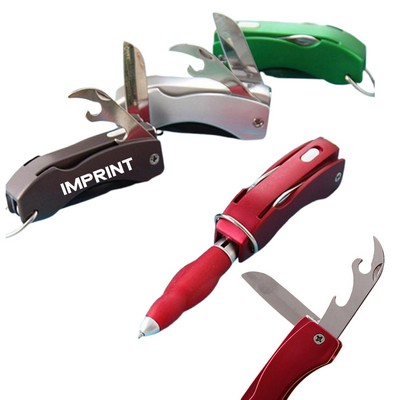 Multifunction Led Light Pen With Carabiner And Bottle Opener