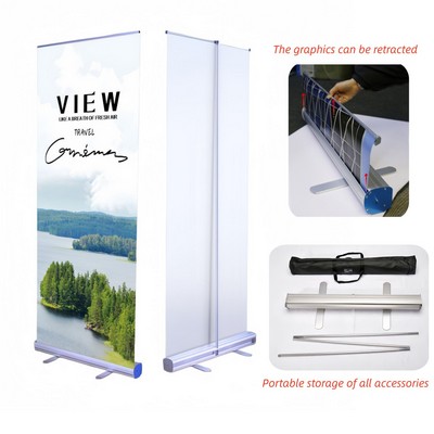 31.5"x79" Retractable Banner Stand with Graphic, Econo - Roll Design